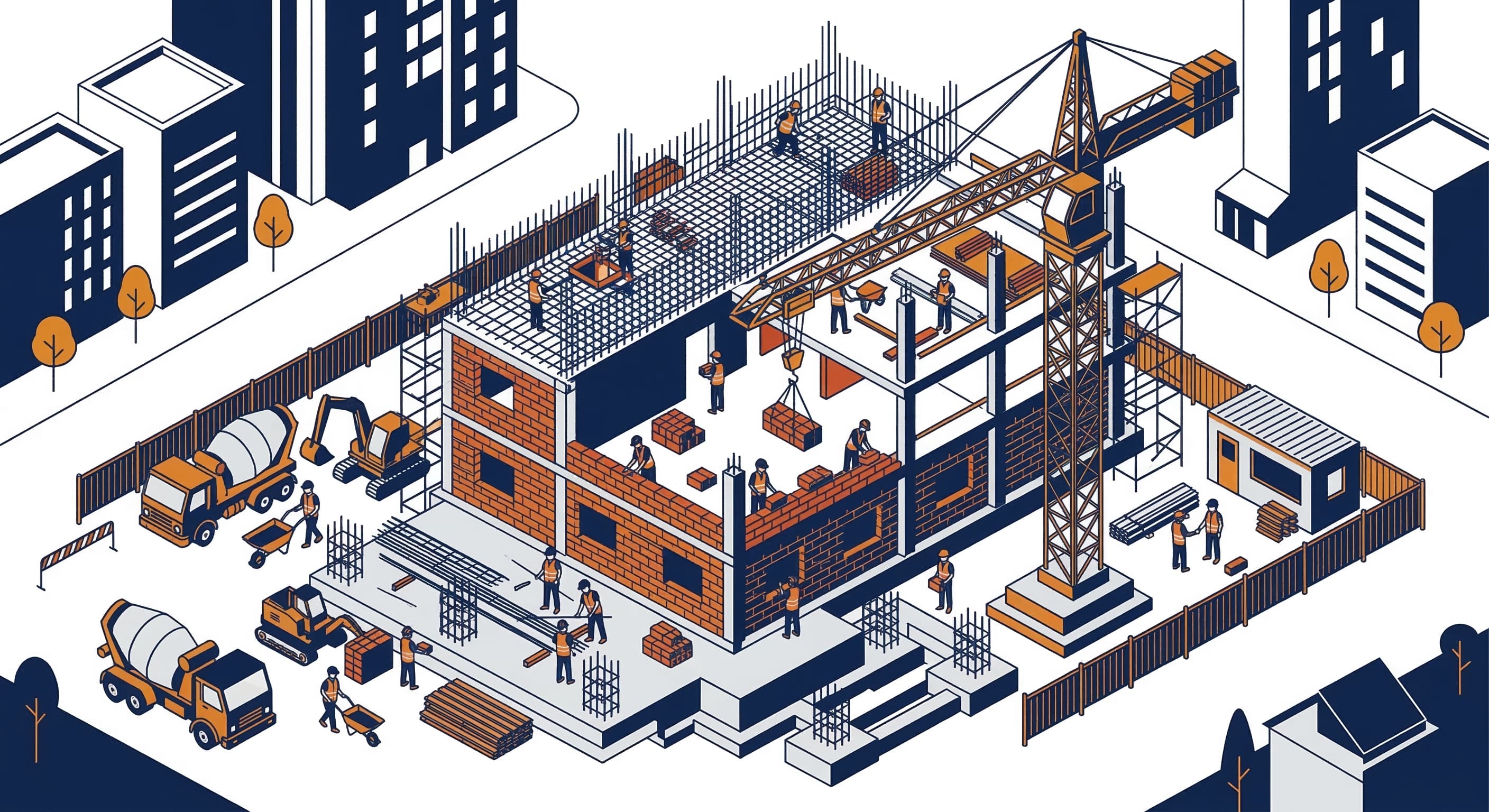 Entreprise de gros œuvre CNP Construct sur un chantier de construction en Belgique